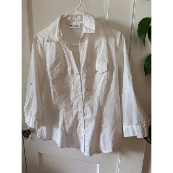 New York and Company seventh Avenue women’s size medium white shirt - Picture 2 of 8